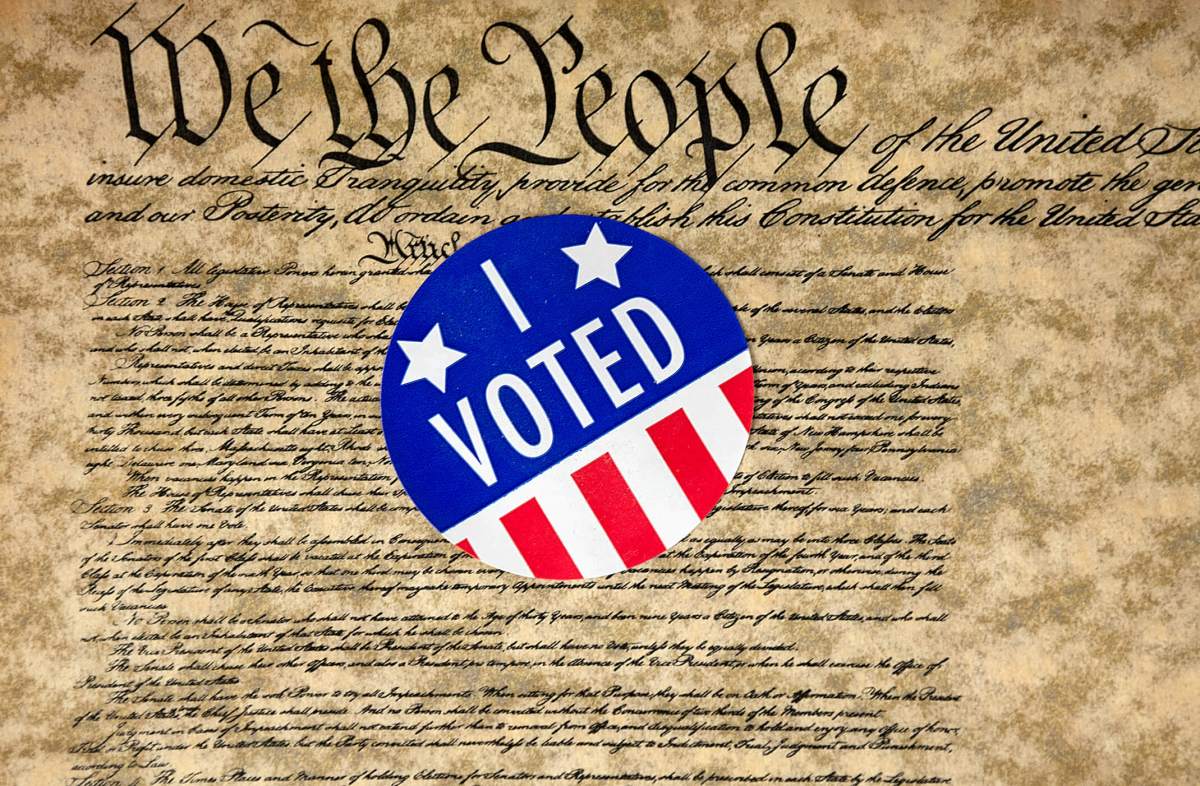 Voting sticker on United States Consitution