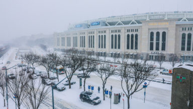snow, snowstorm, yankee stadium