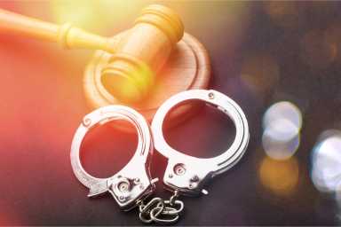Courtroom handcuffs judge police