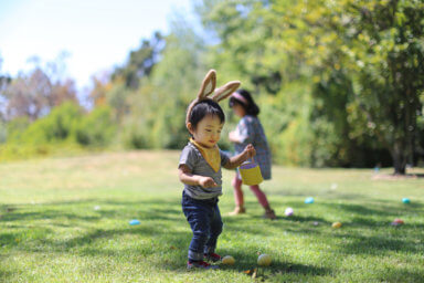 Boy Picking Easter Eggs