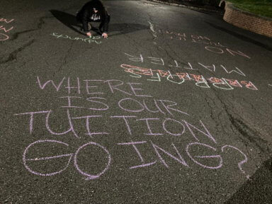 Mercy Student Activists Chalk Talk Where is our tuitionn going (1)