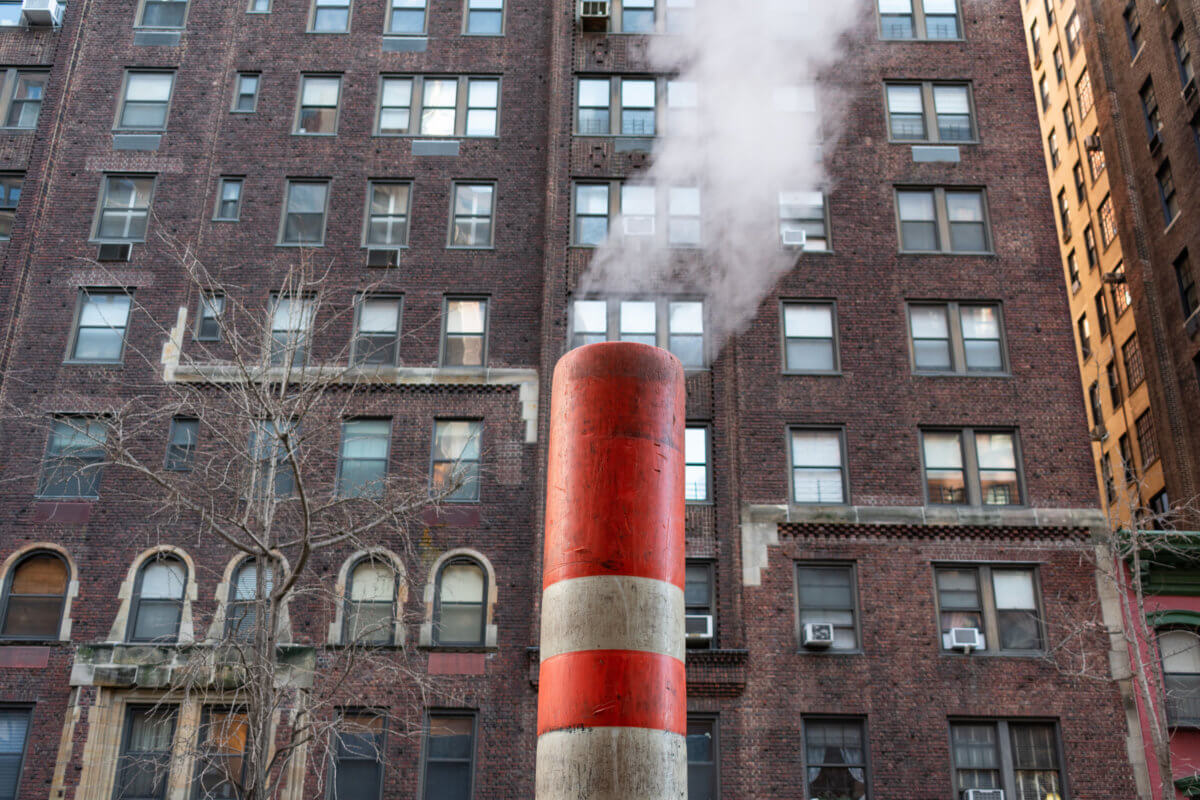 Orange Steam Pipe in Midtown Manhattan of New York City