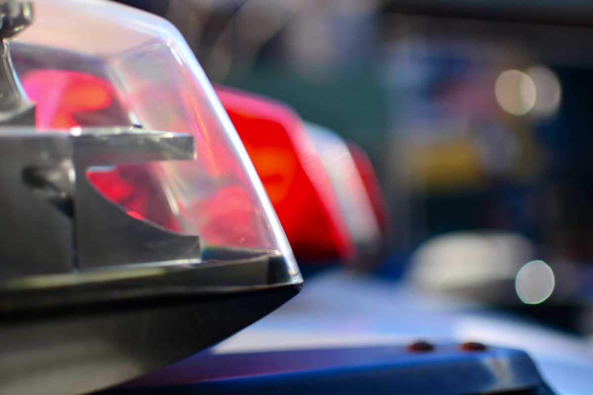 Police car emergency lights close up