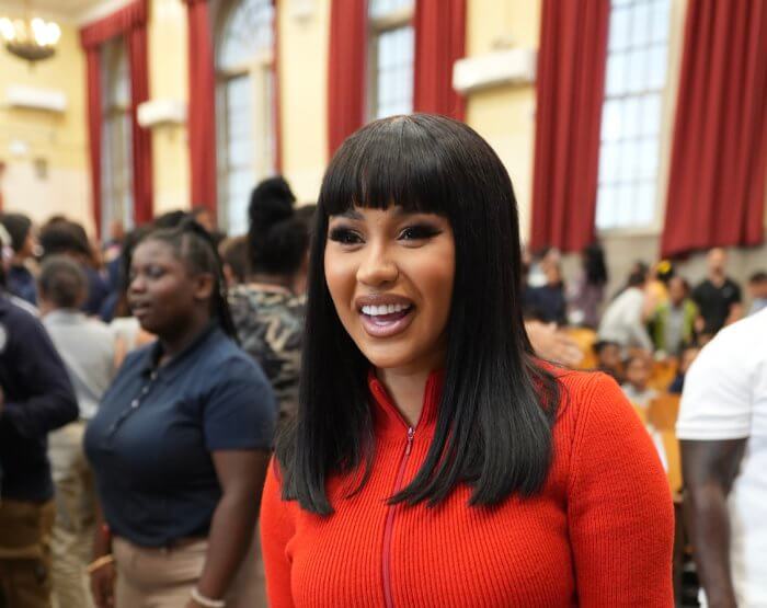 Cardi B visits her Bronx middle school on Tuesday, Sept. 13.