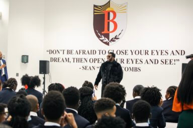 Sean "Diddy" Combs speaks at Capital Preparatory Bronx Charter School on Tuesday, Oct. 18, 2022.
