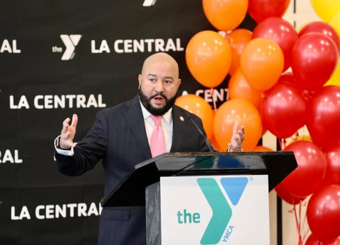 Councilmember Rafael Salamanca Jr. speaks at the opening of the new YMCA in the South Bronx on Thursday, Oct. 27, 2022.