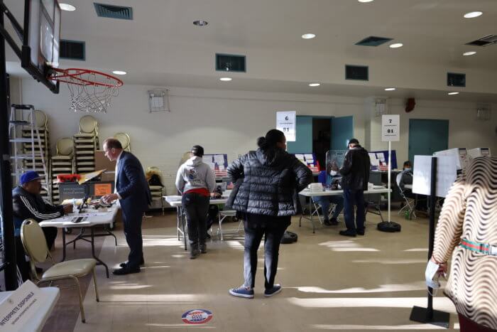 Voters inside the Fort Independence Community Center in the Kingsbridge Heights section of the Bronx on Tuesday afternoon.