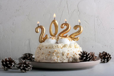 New Year’s cake with candles 2022
