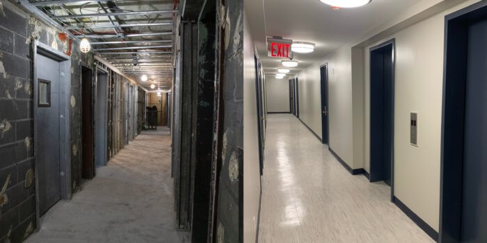 On Dec. 9, 2022, the third floor of the Twin Parks building was still undergoing reconstruction. By Jan. 6, 2023, the third floor — where the fire started — was almost completely move-in ready.