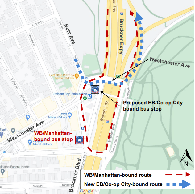 a map shows how the new eastbound route diverts the unnecessary loop