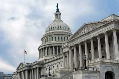 Dramatic view of the United States Capitol Building in Washington DC.