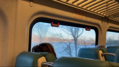 Passengers ride the Metro-North Hudson Line from Tarrytown to Grand Central Station on Nov. 21, 2022.