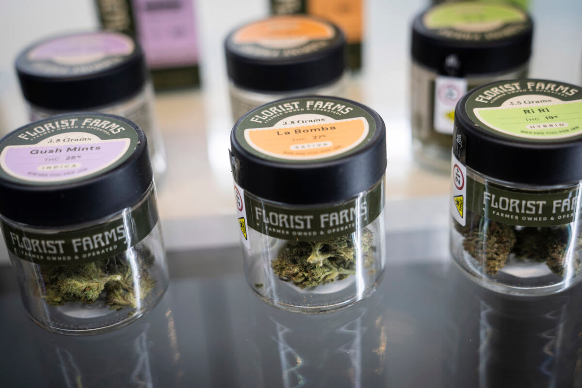 Cannabis flowers are sold in the "pop up" location of Smacked, Tuesday, Jan. 24, 2023, in New York.