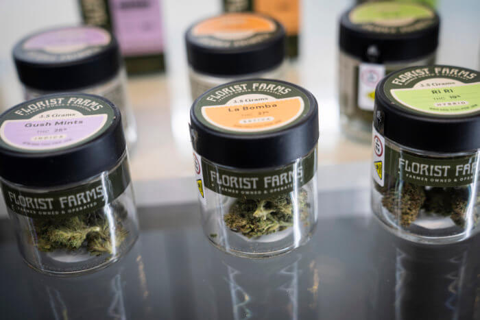 Cannabis flowers are sold in the "pop up" location of Smacked, Tuesday, Jan. 24, 2023, in New York.