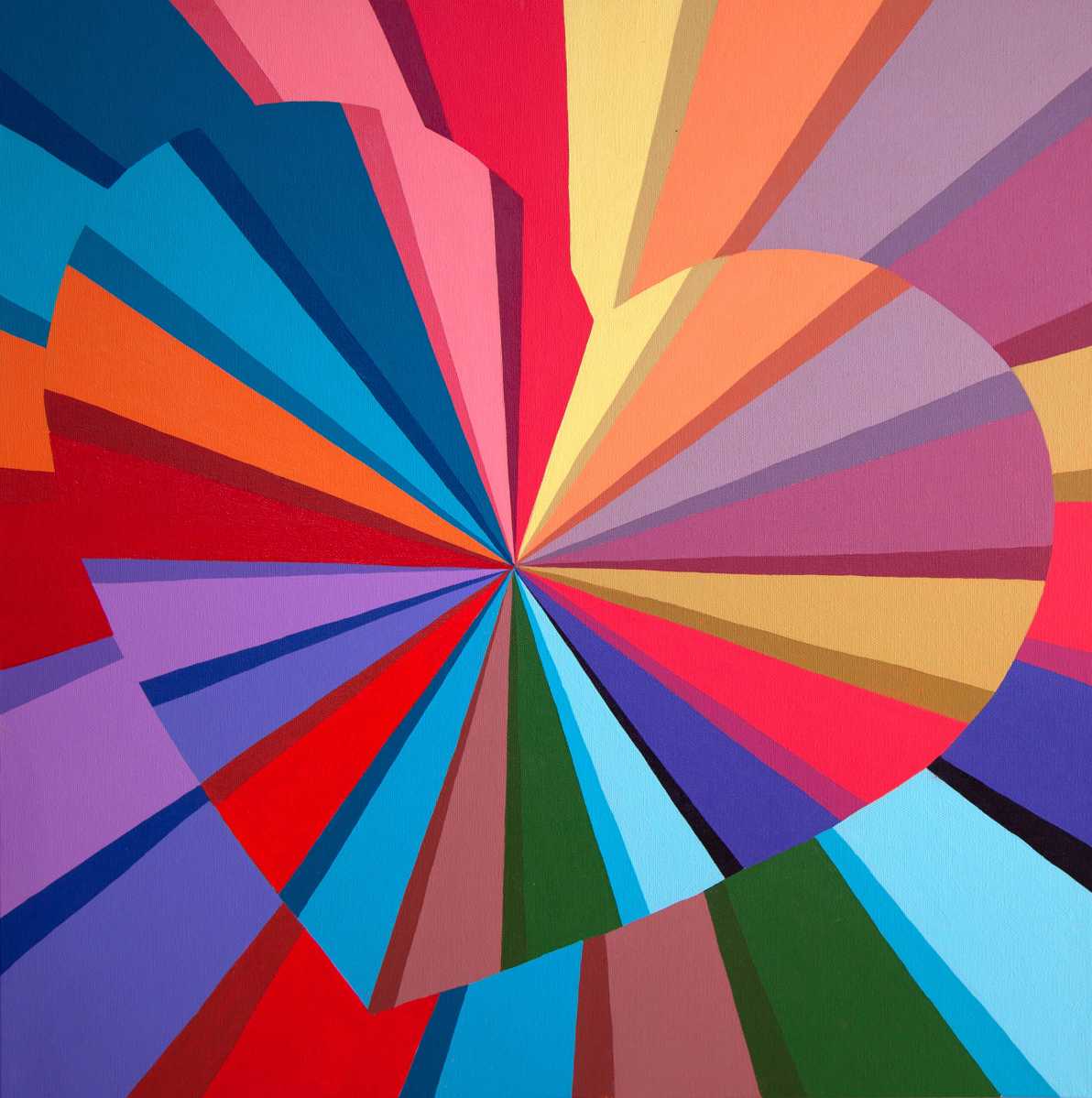 C. Finley Heart Rays 24×24 in acrylic on canvas 2021