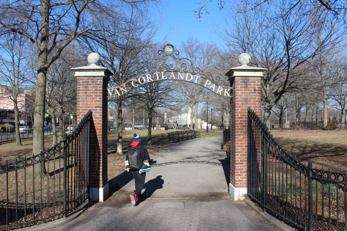 A person enters Van Cortlandt Park in Riverdale on Thursday, Feb. 2, 2023.