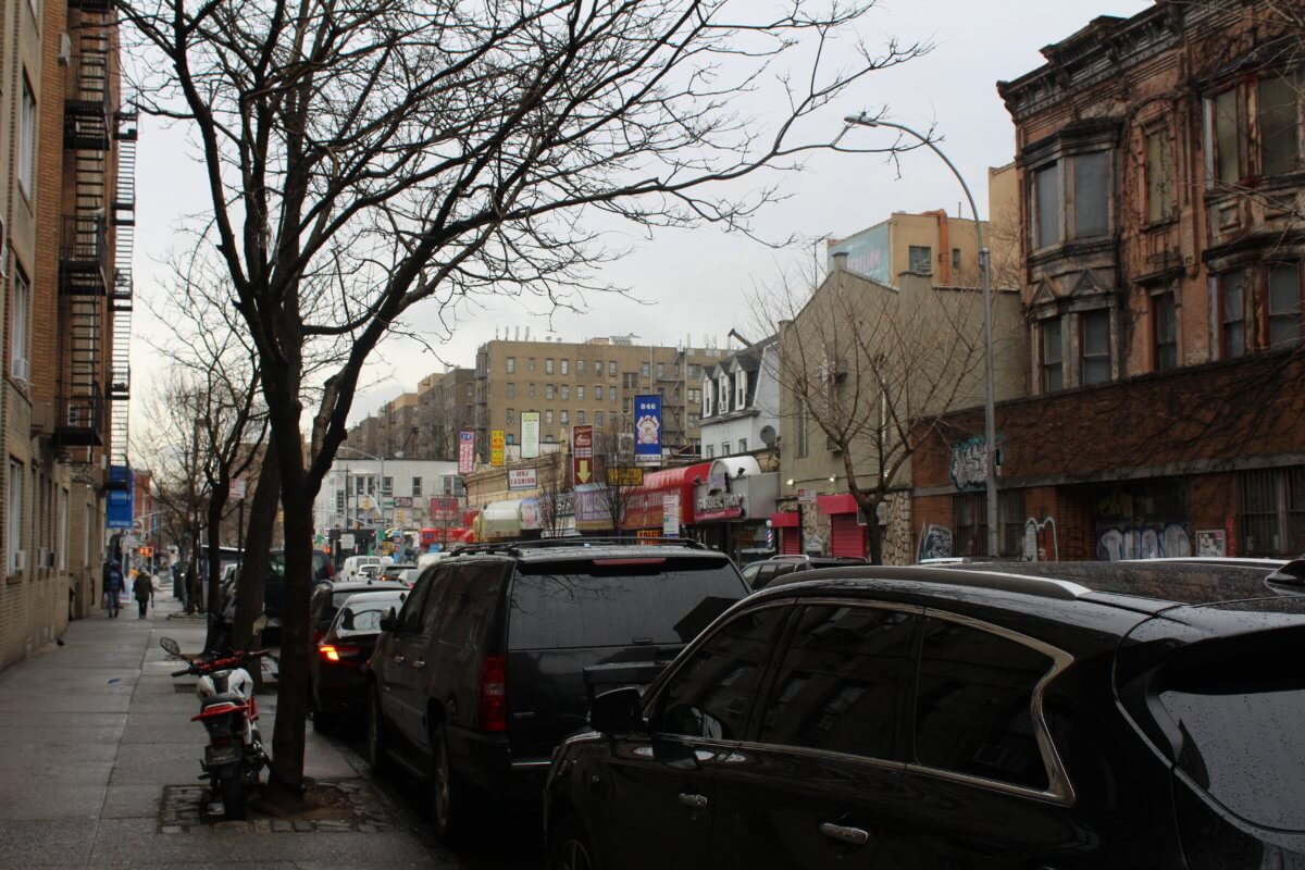 Cars line the street in the South Bronx on Friday, Feb. 17, 2023.