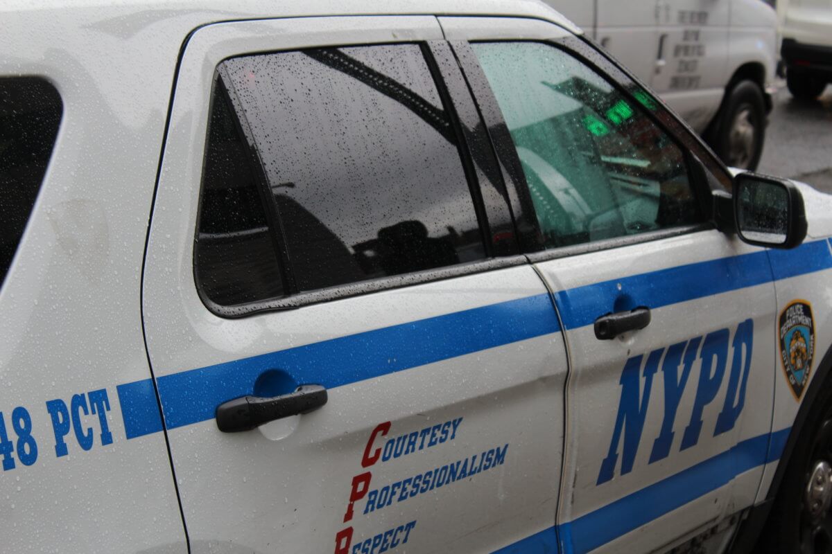An NYPD vehicle is parked in the South Bronx on Friday, Feb. 17, 2023.