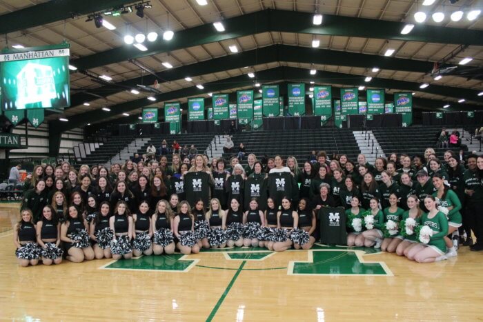 Former and current Manhattan College female athletes celebrate National Girls & Women in Sports Day and 50th anniversary of Title IX celebration on Thursday, Feb. 2, 2023.