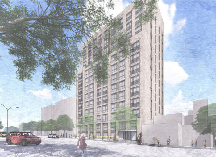 A rendering of the new affordable housing development Claremont House. 