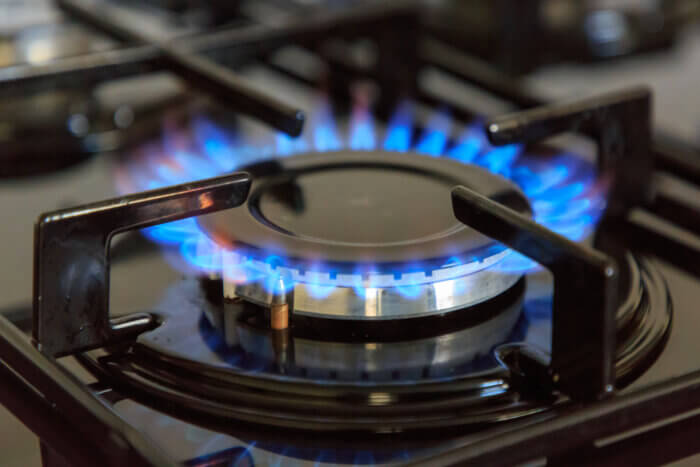 Burner on a gas stove.