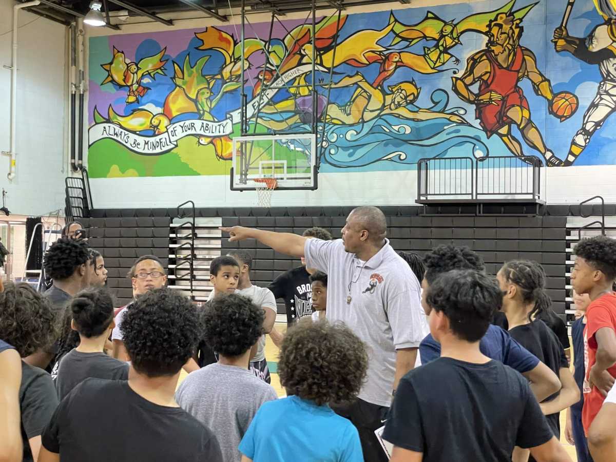 Gotham City Panthers Founder Eric King explaining how the tryout will run to the 33 players in attendance.