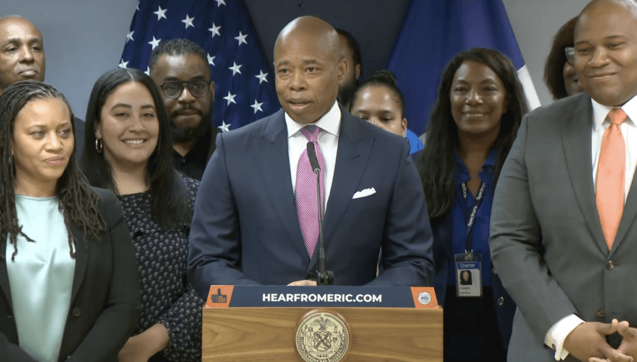 New York City Mayor Eric Adams announces the expansion of his NYCHA broadband internet plan in the Bronx on Thursday, March 23, 2023.