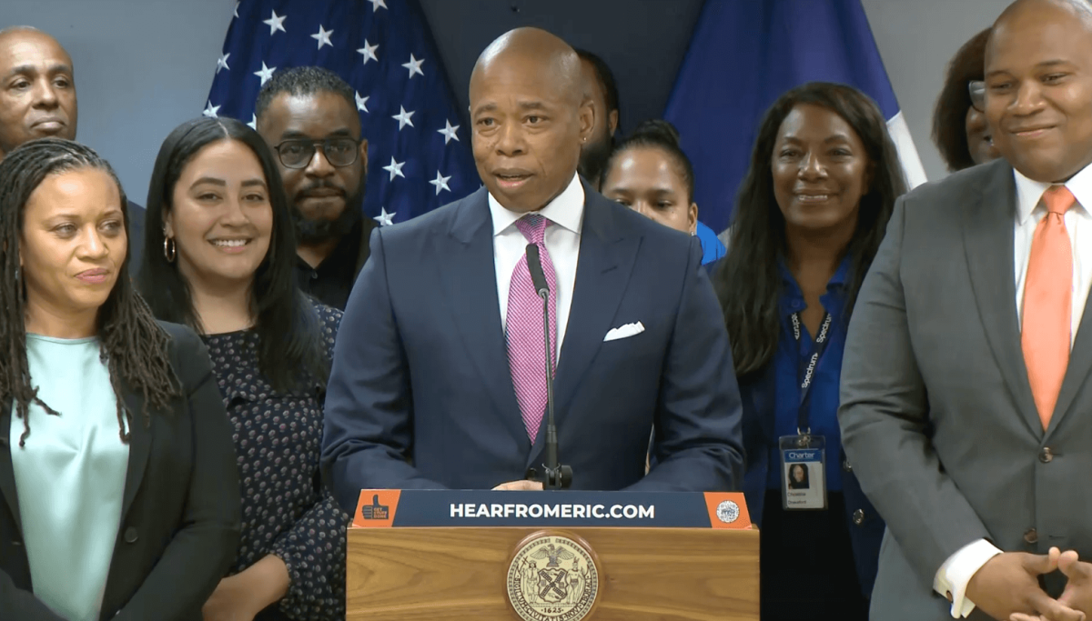 New York City Mayor Eric Adams announces the expansion of his NYCHA broadband internet plan in the Bronx on Thursday, March 23, 2023.