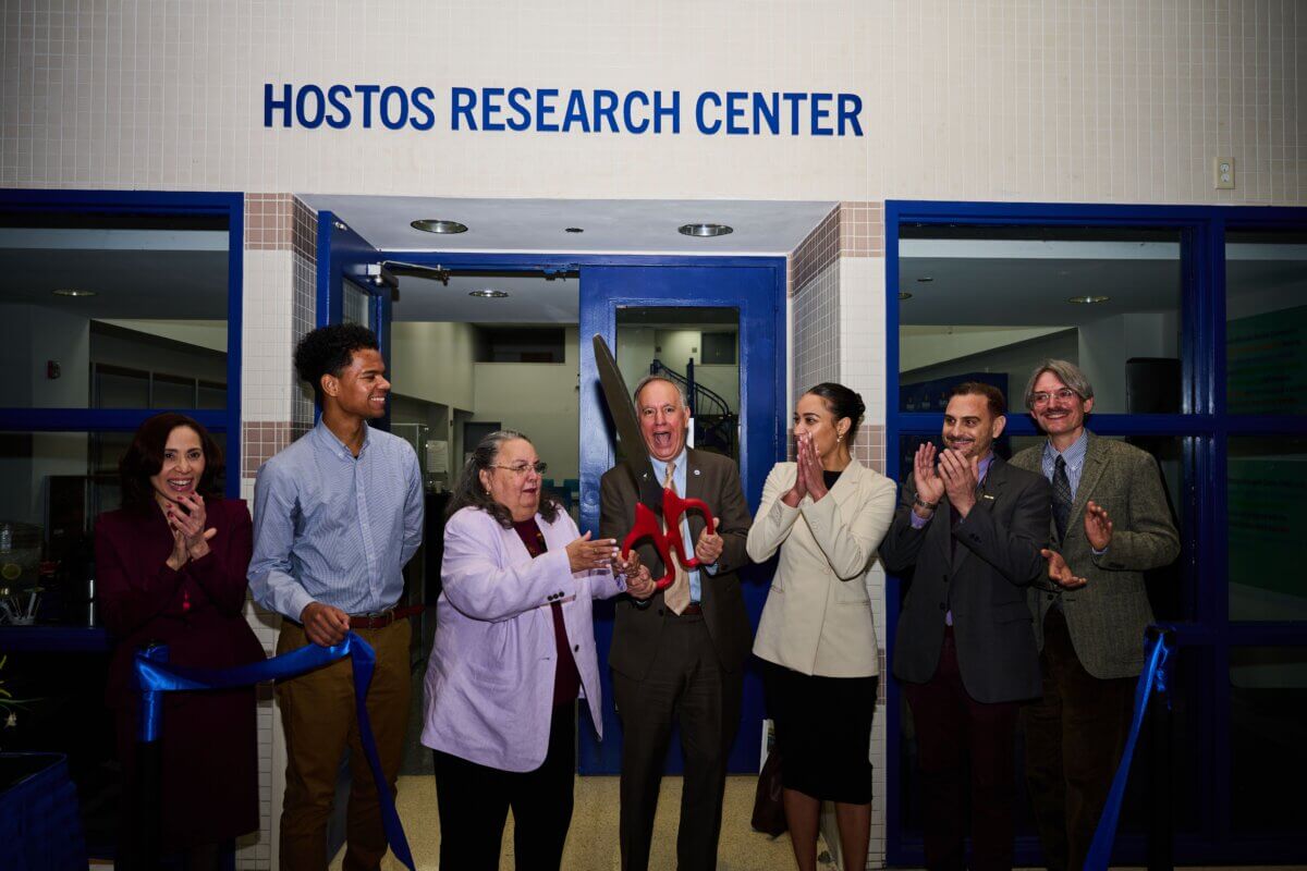 Ribbon-cutting ceremony at the opening of the Hostos Research Center.