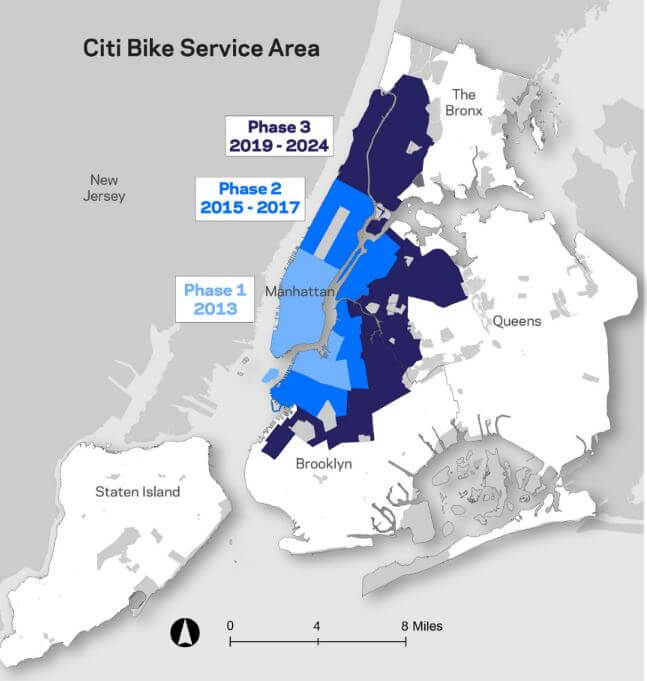 map showing the boroughs each phase expanded to 