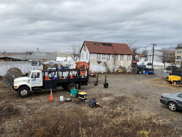 The entrance to City Island before the building demolition. 