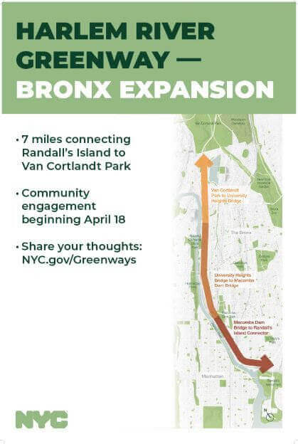 A new greenway the city is planning for the Bronx side of the Harlem River will run from Van Cortlandt Park to Randall’s Island.