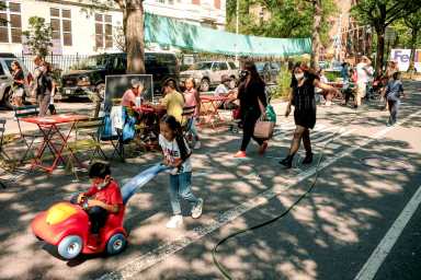 The 34th Avenue Open Street in Jackson Heights, Queens.