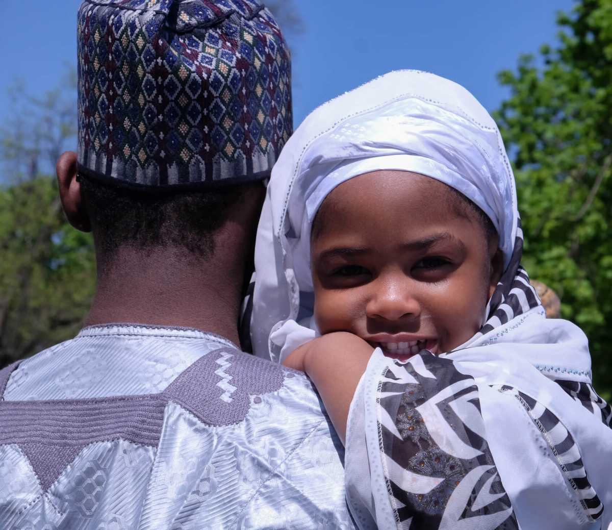 The weather was warm at Claremont Park in the Bronx on Friday, April 21, 2023 as Muslims came together to celebrate Eid al-Fitr, which marks the end of Ramadan.