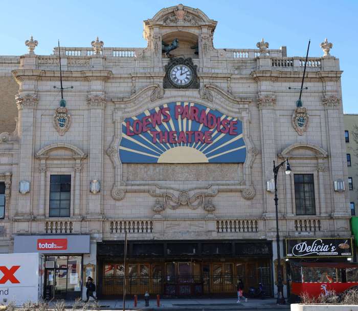 The landmarked and defunct Loew's Paradise Theatre sits empty on the Grand Concourse.