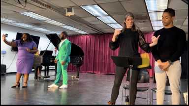 Performers on stage at the NYOANext: Bronx opera event.