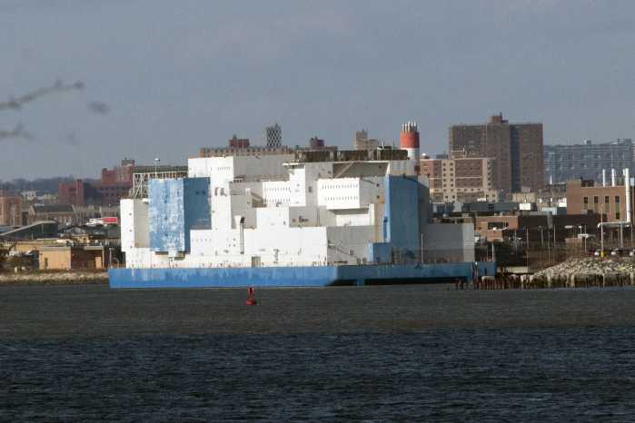 The Vernon C. Bain Correctional Center barge in The Bronx.