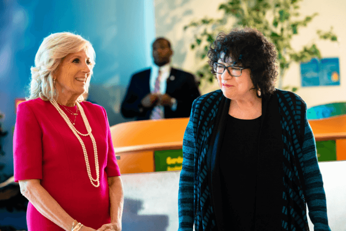 Dr. Biden and Justice Sotomayor walk through the Museum’s nature- and cultural-based exhibits together.