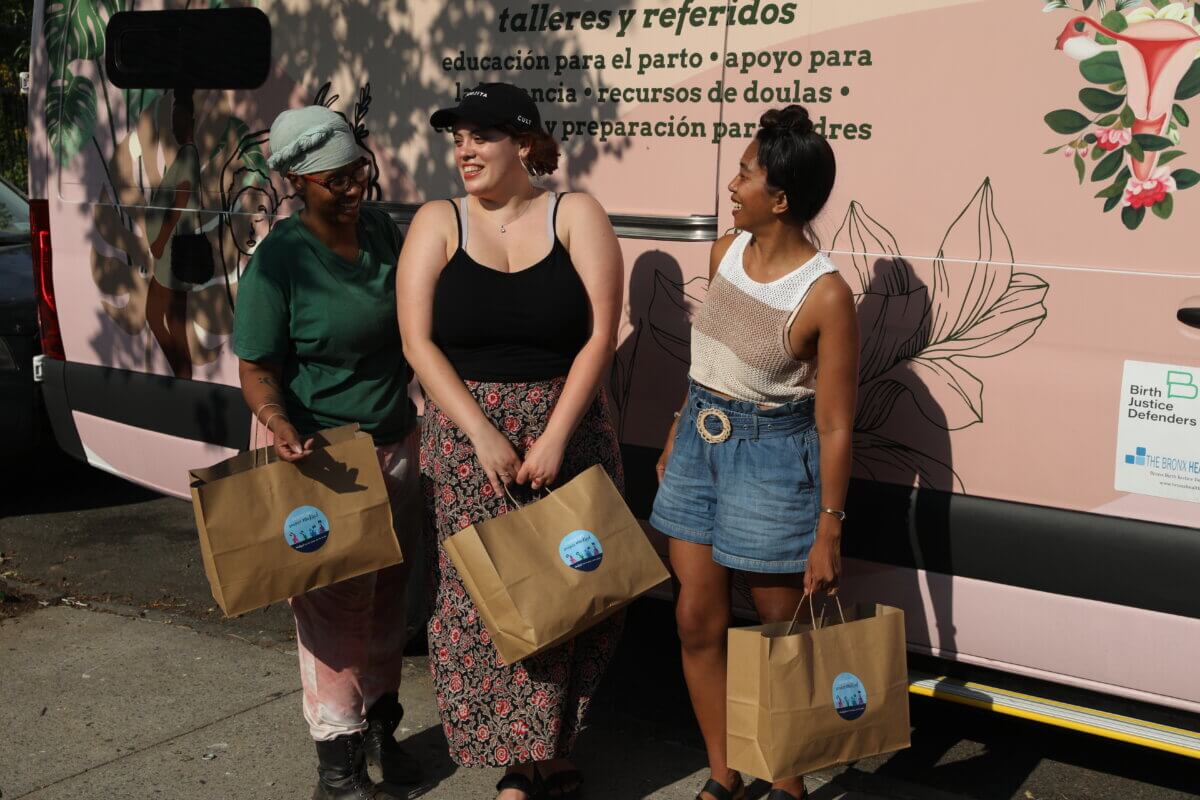 Community organizers gathered in the Bronx last Friday to highlight compostable period products.