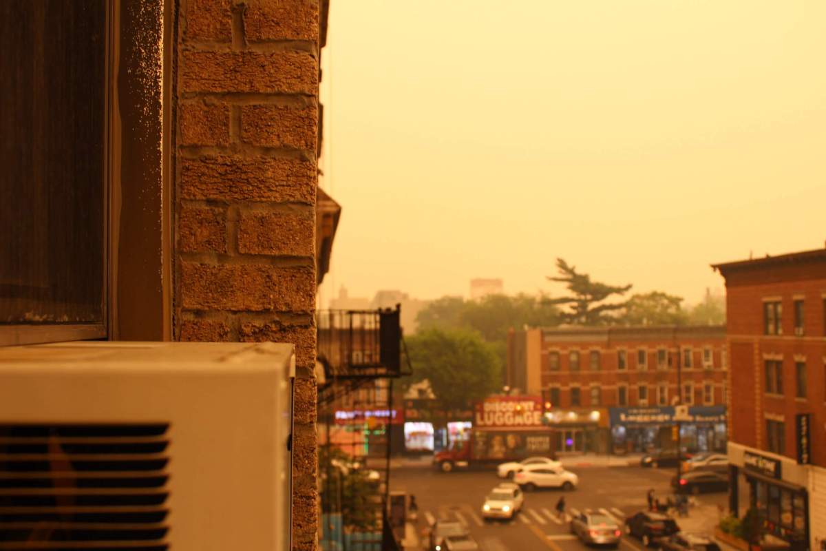 New Yorkers are enveloped by smoke and shrouded in a doomsday-esque orange glow from Canadian wildfires on Thursday, June 8, 2023.