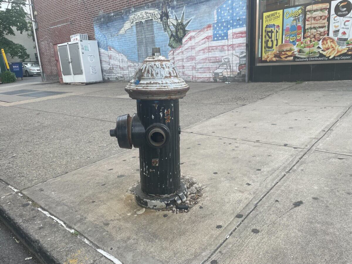 An open fire hydrant is seen on E. Tremont Avenue in Throggs Neck on Friday, June 9, 2023.
