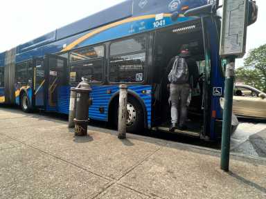 People board Bronx bus