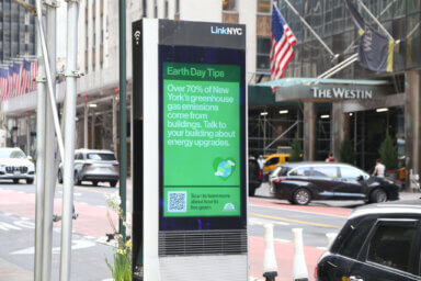 A Link5G kiosk is seen in New York City.