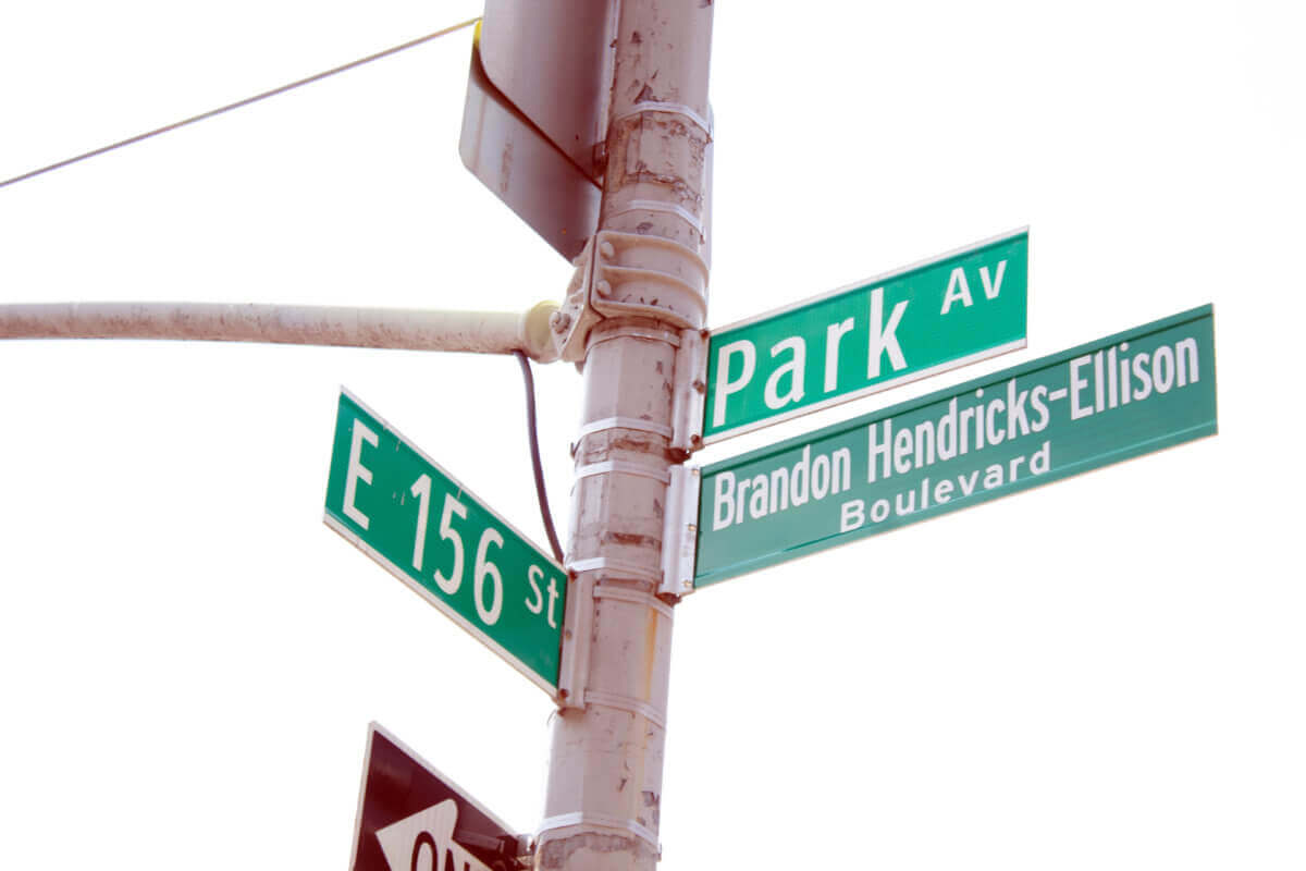 In a street co-naming ceremony, Park Avenue now also bears the name Brandon Hendricks-Ellison Boulevard in memory of the teen who was shot and killed just after his high school graduation in 2020.