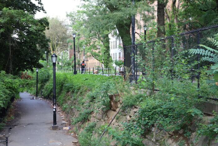 The raised stone embankment over the Old Croton Aqueduct is seen on Tuesday, Aug. 15, 2023. 