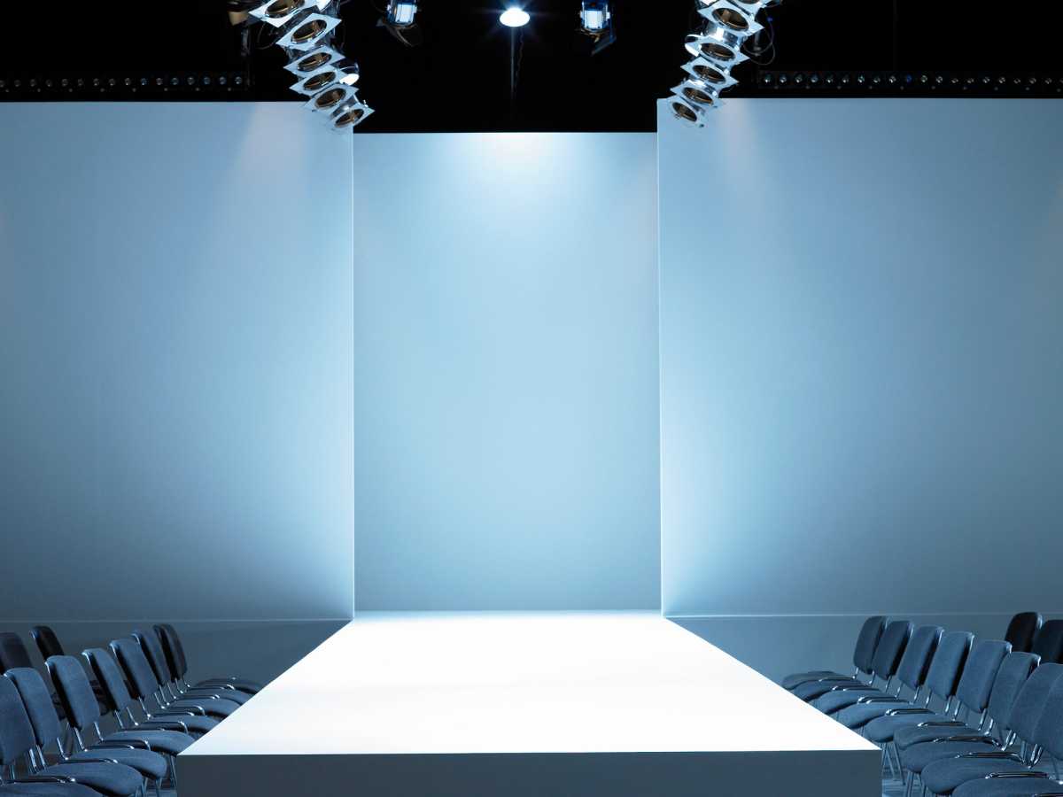 Empty catwalk and seating for fashion show