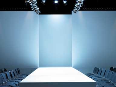 Empty catwalk and seating for fashion show