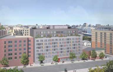 A rendering shows plans for the Fischer Senior Apartments, which are set to open in Bronx Community District 4 in 2025.