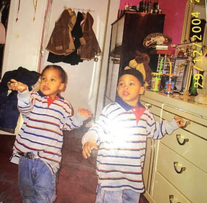Tayvon Gray, right, and his twin brother Kayvon as children.