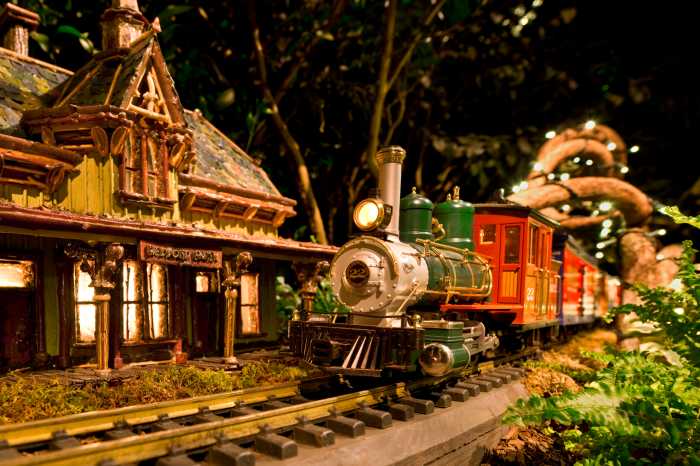 Model trains navigate the magical landscape of NYBG's Holiday Train Show